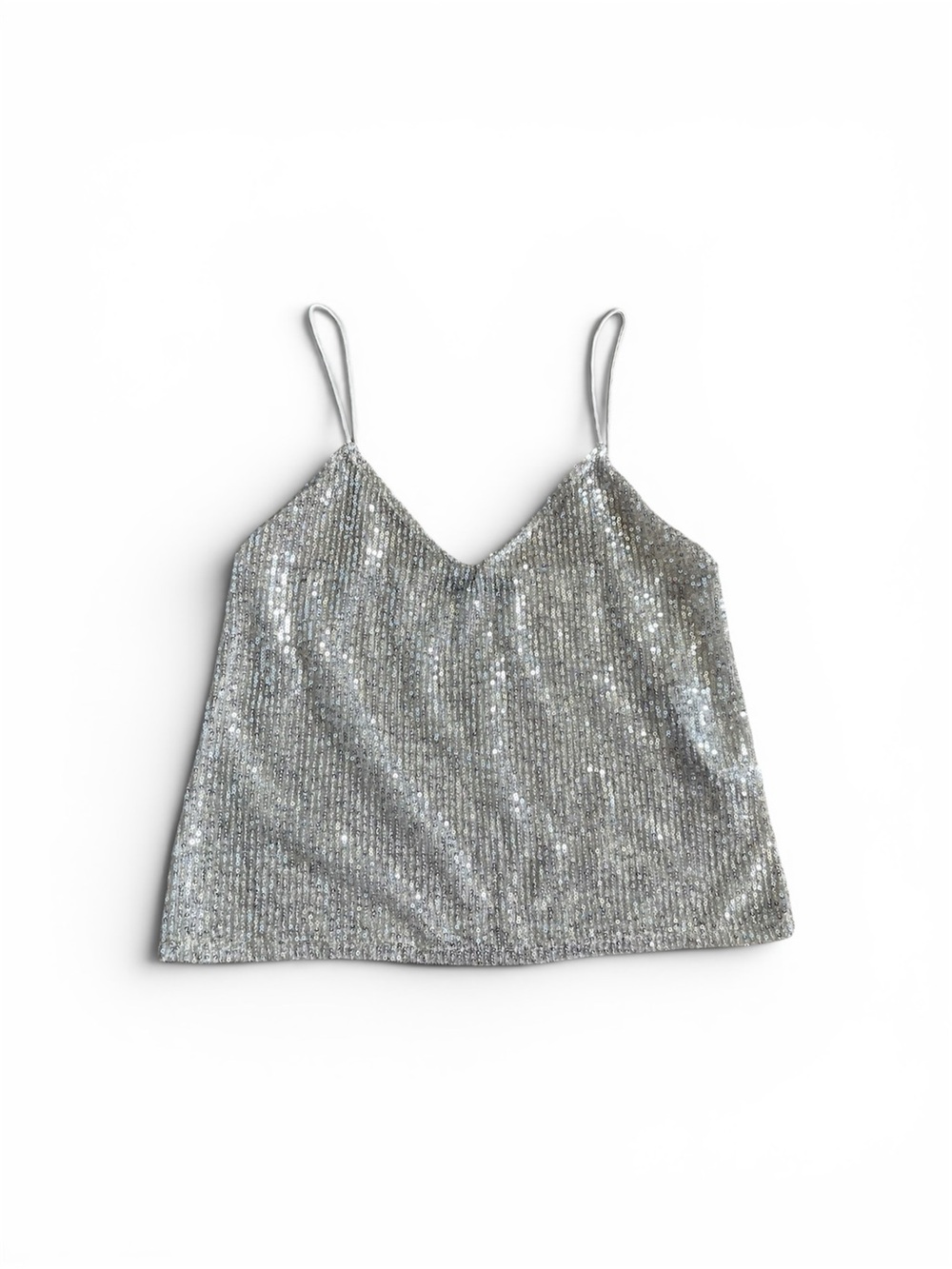 Zara Silver Sequin Spaghetti-Strap Cami